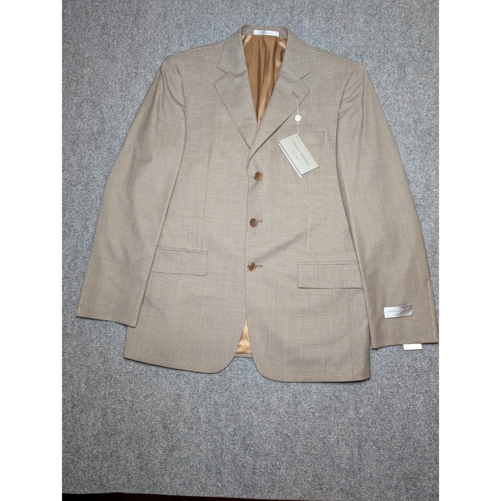Joseph Abboud‎ Mens Sport Coat Blazer 3 Button Houndstooth Brown Wool Blend 40R